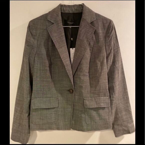 TALBOTS GRAY WOOL MIX BLAZER JACKET 4 - Picture 2 of 5
